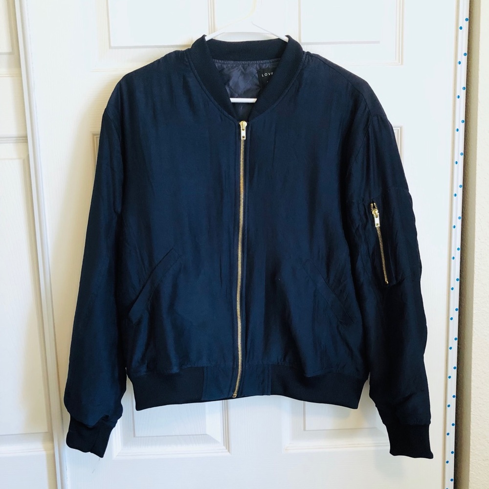 Blue bomber jacket